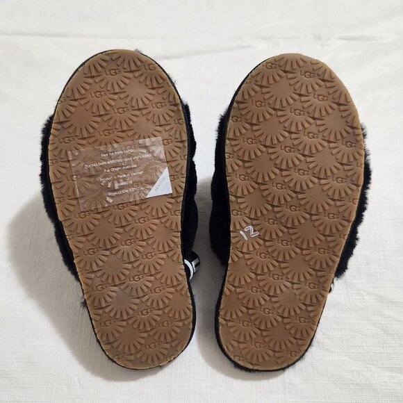 UGG Slippers Fluff Yeah Toddler Size 12  Fuzzy Black House Shoes - Picture 6 of 9